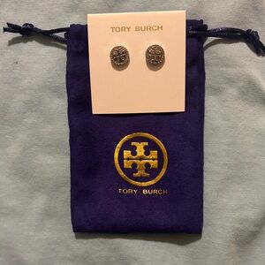 Tory Burch Silver Textured Earrings